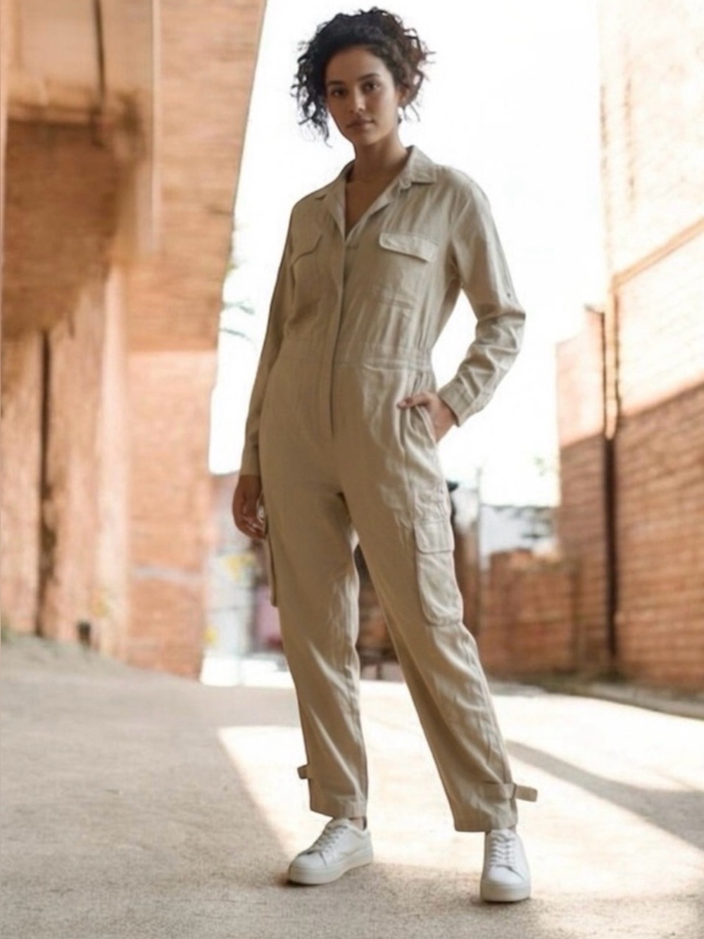 🆕Martha Stewart Tan Utility Jumpsuit
